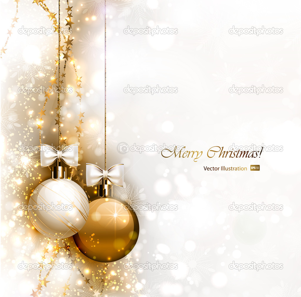 Christmas background with two Christmas baubles