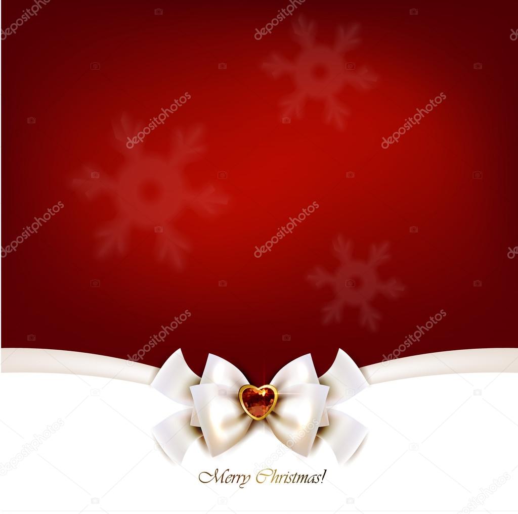 Red Christmas background with bow.