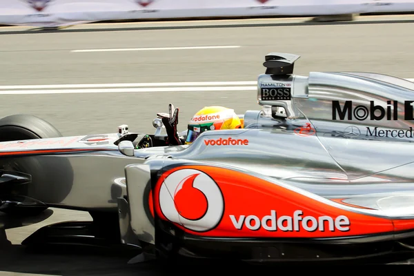 Desempenho de demonstração dos pilotos da Fórmula 1 — Fotografia de Stock