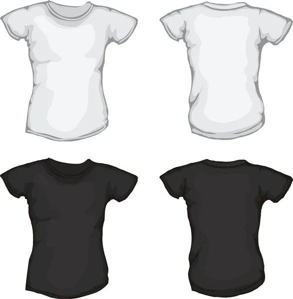 Preto e branco feminino camisas modelo —  Vetores de Stock