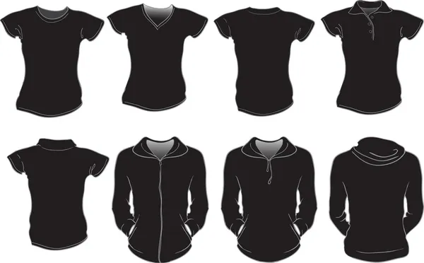 Preto feminino camisas modelo — Vetor de Stock