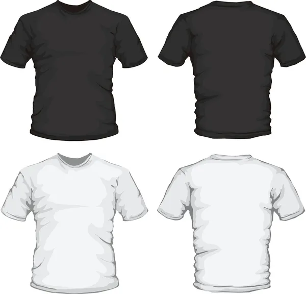 Черно-белые мужские рубашки шаблон — стоковый вектор