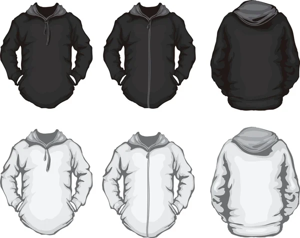 Svart vita mäns hoodie sweatshirt mall — Stock vektor