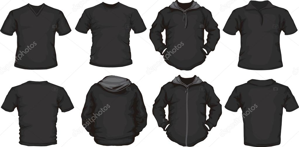 Vector illustration of male shirts template in black