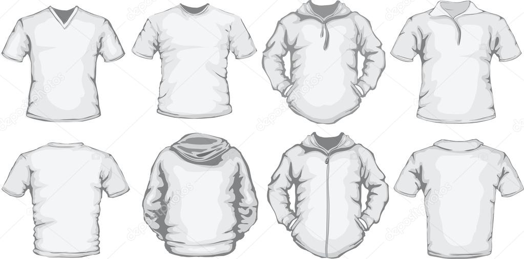 Men's shirts template in white color