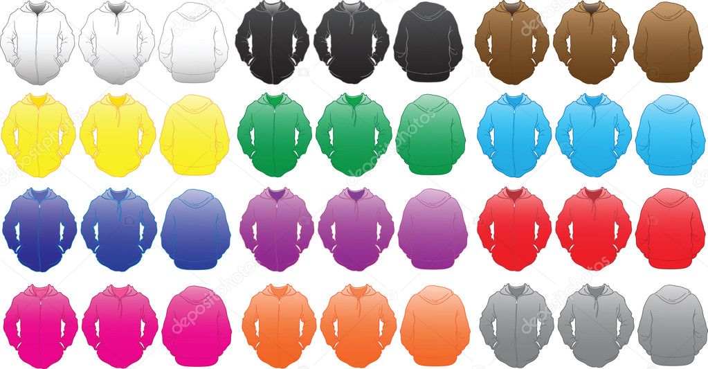Sweatshirt template in many colors