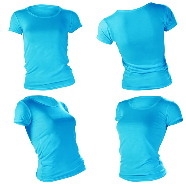 Women's blank blue t-shirt template — Stock Photo, Image