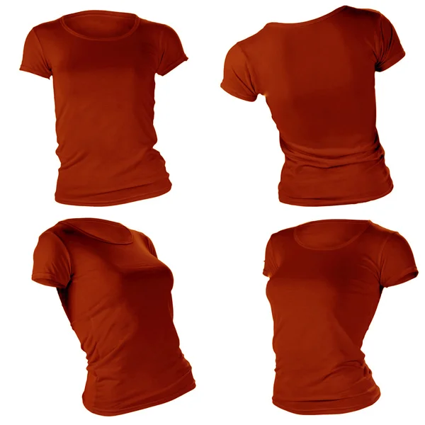 Modelo de t-shirt marrom em branco feminino — Fotografia de Stock