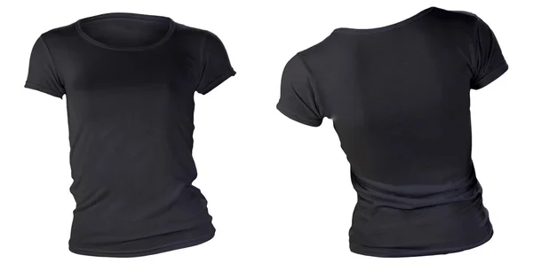 女性の空の黒い t シャツ テンプレート — ストック写真