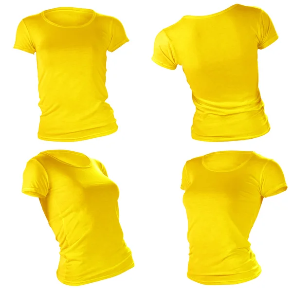 Plantilla de camiseta amarilla en blanco de las mujeres —  Fotos de Stock