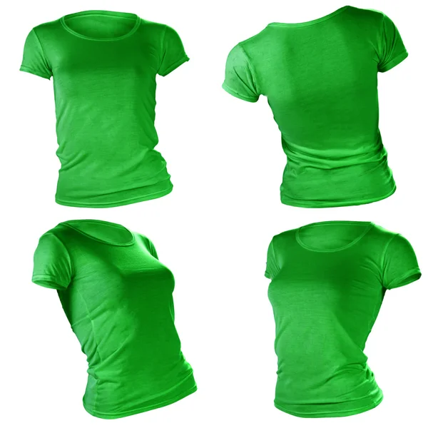 女性の空白緑 t シャツ テンプレート — ストック写真
