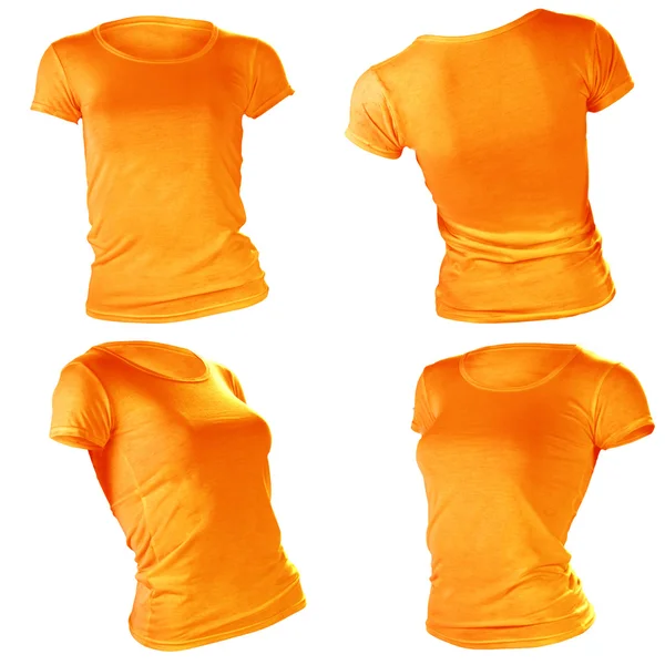 Kadınlar boş turuncu tişört şablon — Stok fotoğraf