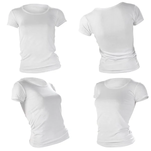 Kadınlar boş beyaz t-shirt şablon — Stok fotoğraf