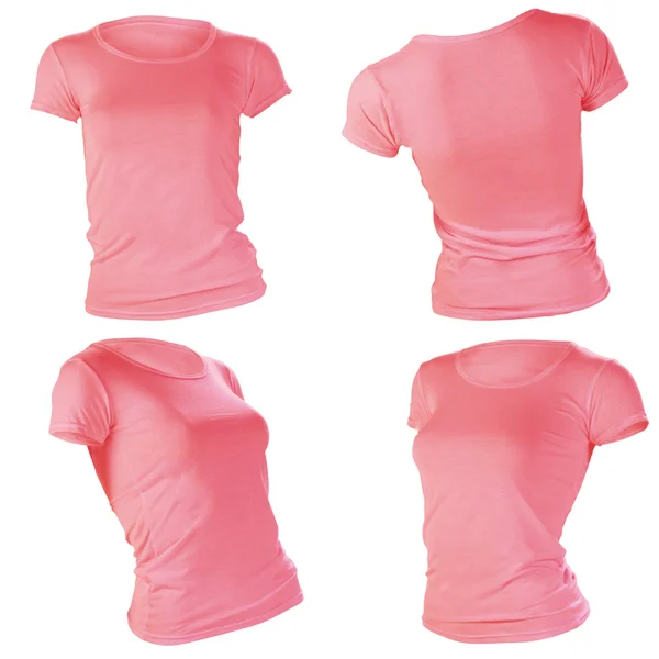 여자 빈 연어 색 t-셔츠 템플릿 — 스톡 사진