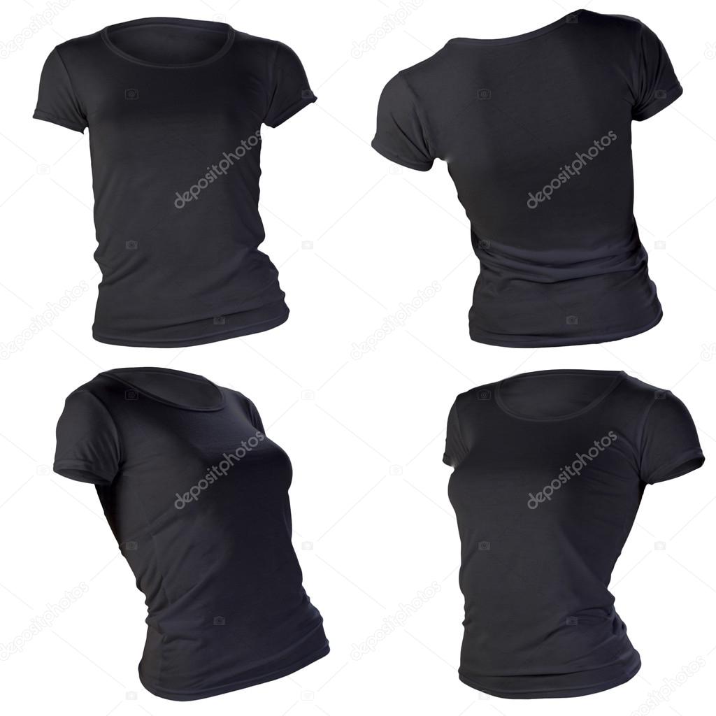 women's blank black t-shirt template