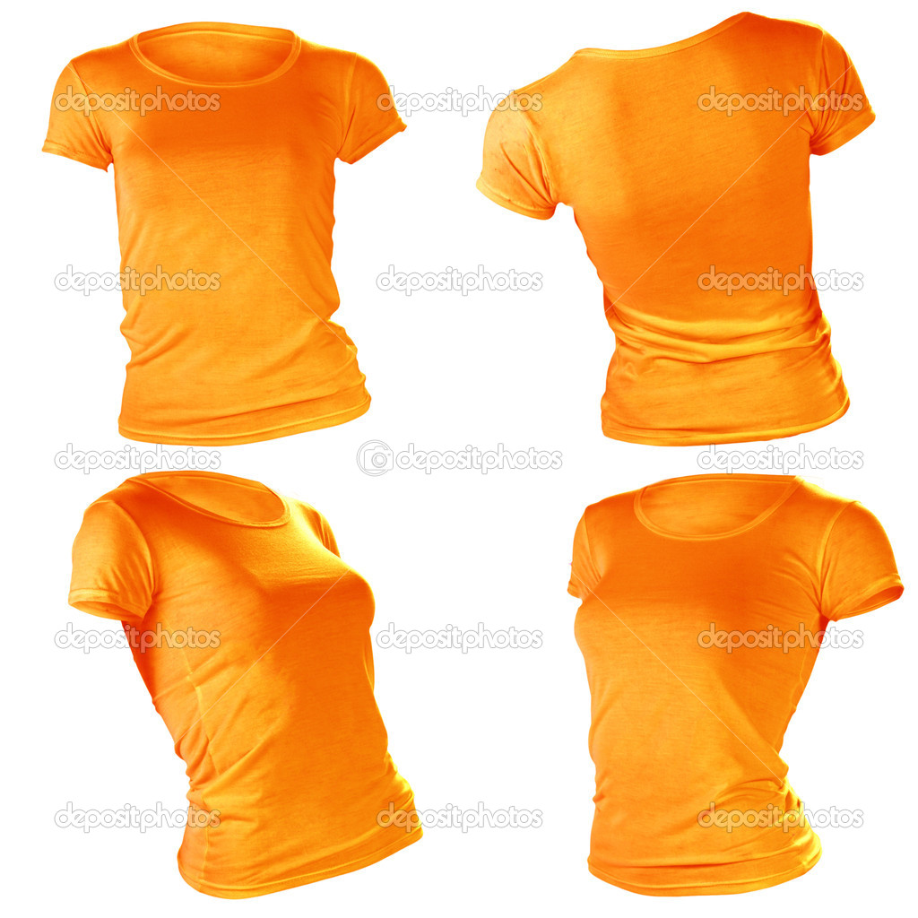 women's blank orange t-shirt template