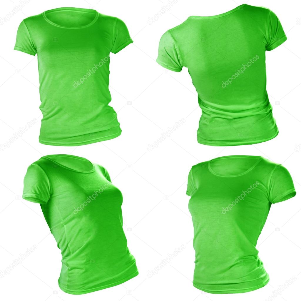 women's blank green t-shirt template