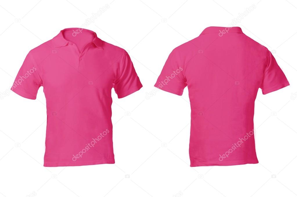 Men's Blank Pink Polo Shirt Template