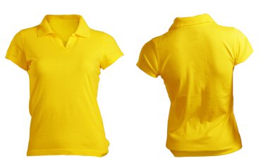 Kadınlar boş sarı polo gömlek şablonu