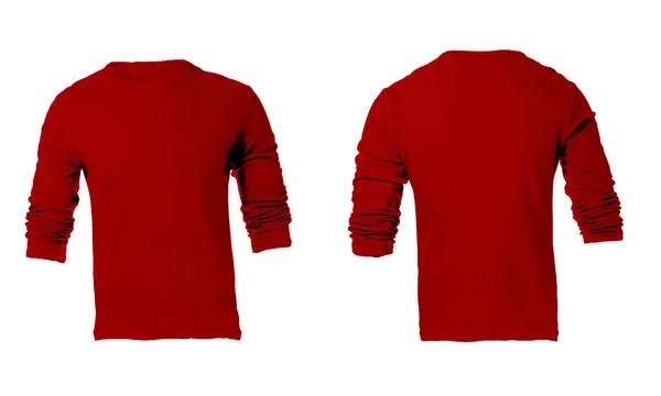 Modelo de camisa de mangas compridas longo vermelho em branco do masculino — Zdjęcie stockowe