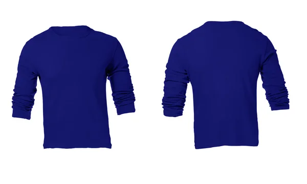 Prázdné Pánské modré dlouhé rukávy košile šablona — Stock fotografie
