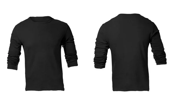 Pánské prázdné černé dlouhý rukáv košile šablona — Stock fotografie