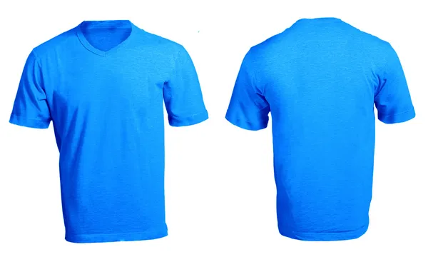 Vorlage für weiße T-Shirts mit blauem V-Ausschnitt für Männer — Stockfoto