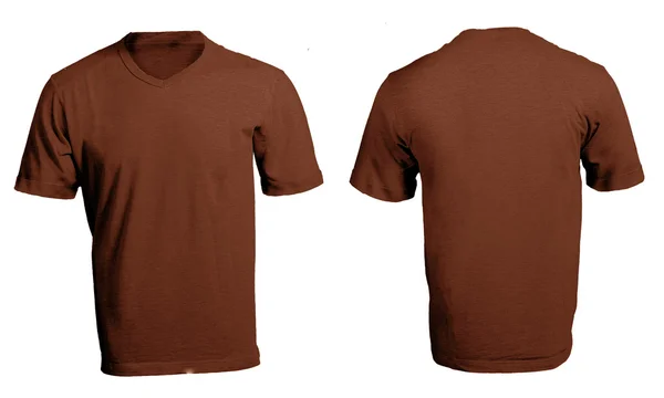 Plantilla de camisa de cuello en V marrón en blanco de los hombres — Foto de Stock