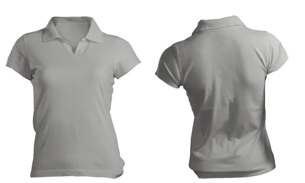 Kadınlar boş gri polo gömlek şablonu — Stok fotoğraf