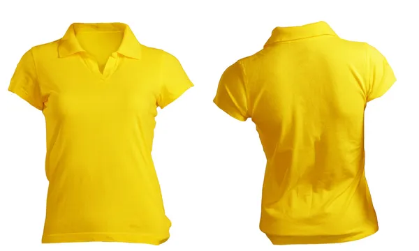 女性の黄色のポロシャツ空白テンプレート — ストック写真