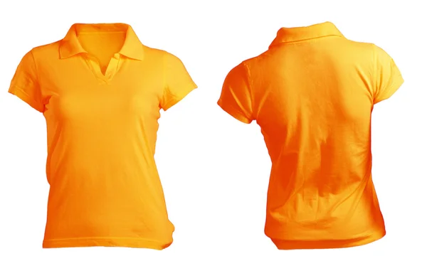 Vrouwen lege oranje poloshirt sjabloon — Stockfoto