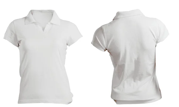 Vrouwen lege witte poloshirt sjabloon — Stockfoto