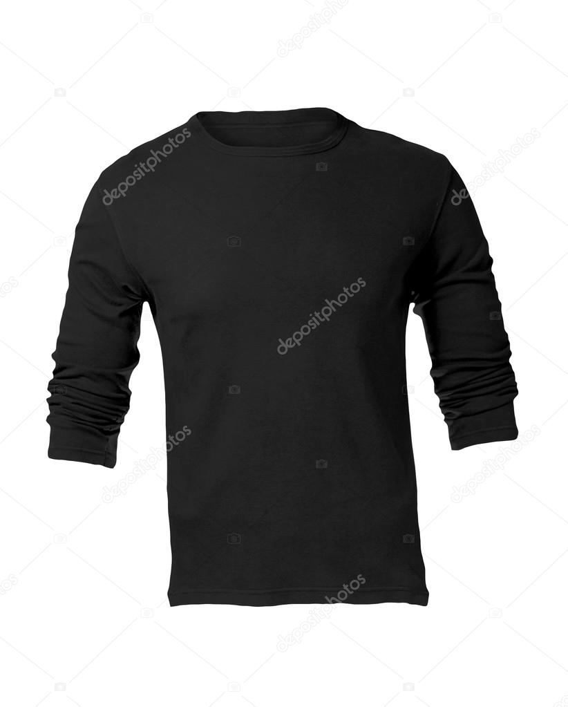 Men's Blank Black Long Sleeved Shirt Template
