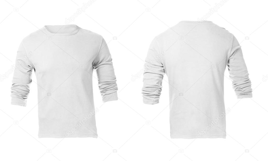 Men's Blank White Long Sleeved Shirt Template
