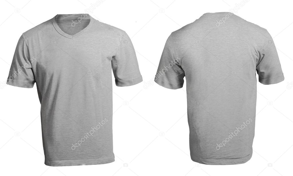 Men's Blank Grey V-Neck Shirt Template