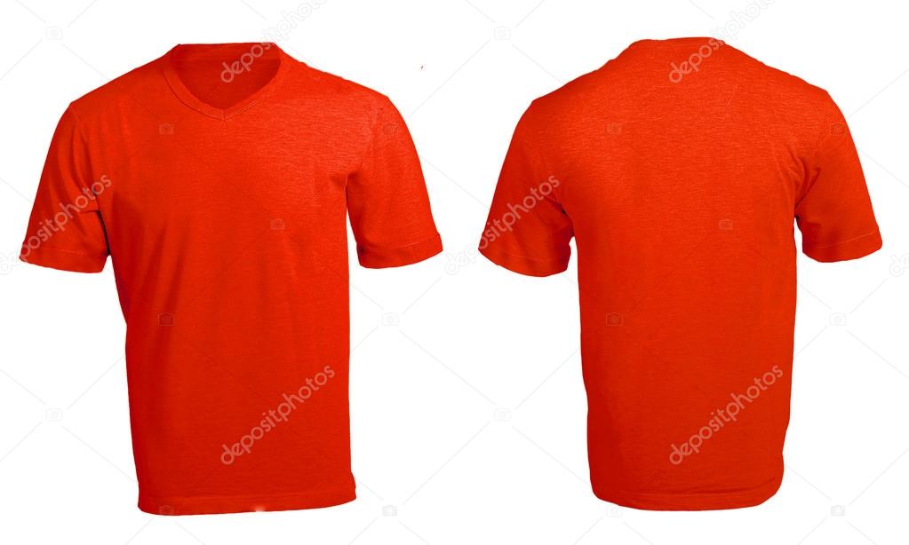Men's Blank Red V-Neck Shirt Template