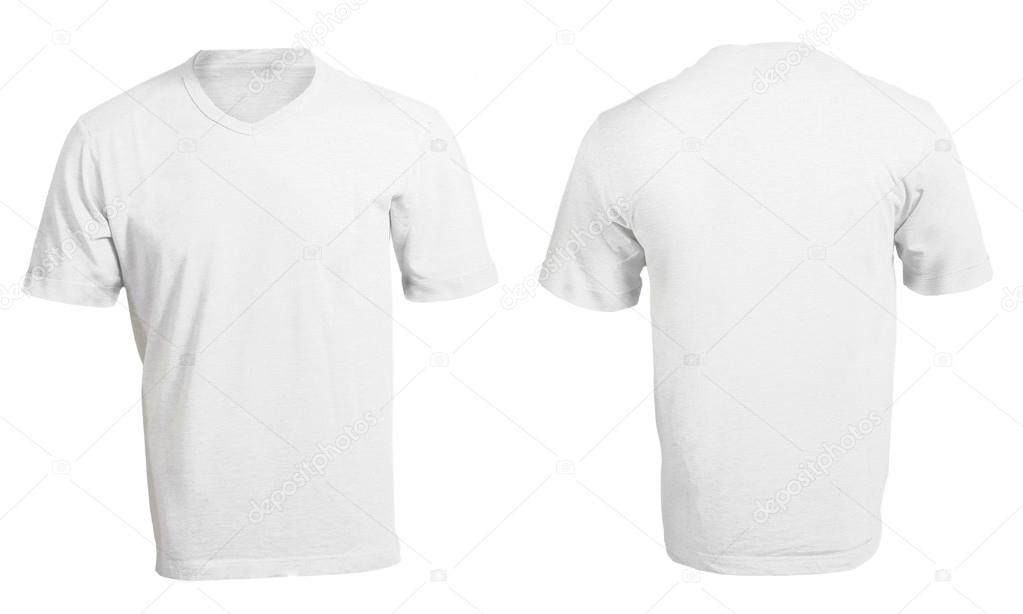 Men's Blank White V-Neck Shirt Template