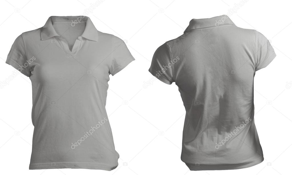 Women's Blank Grey Polo Shirt Template