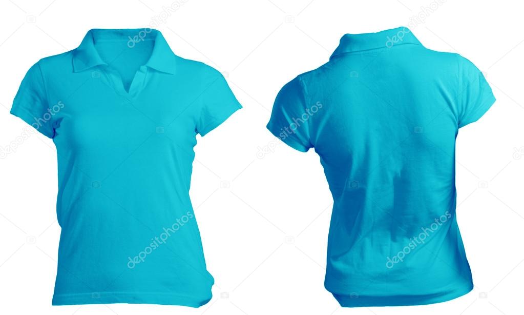 Women's Blank Blue Polo Shirt Template