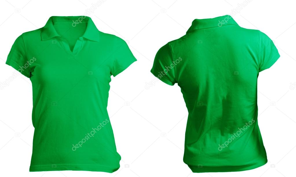 Women's Blank Green Polo Shirt Template 