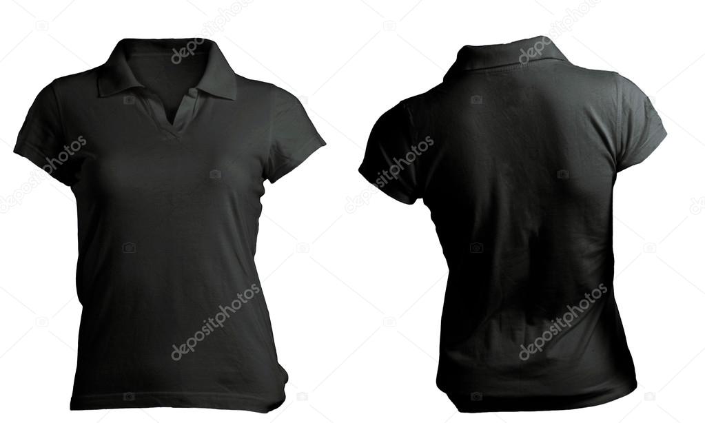 Women's Blank Black Polo Shirt Template