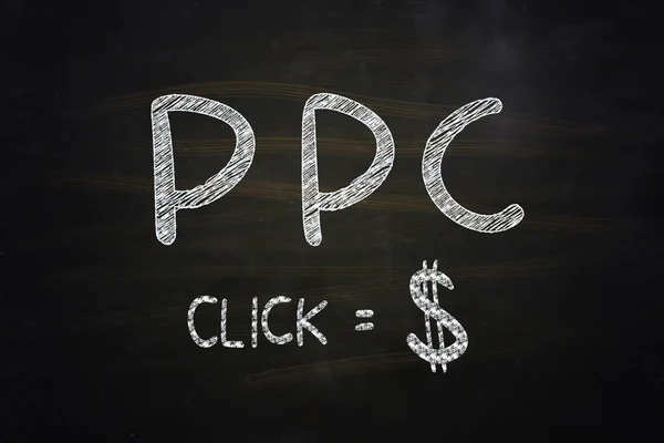 Ppc click gleich Dollar Schriftzug — Stockfoto