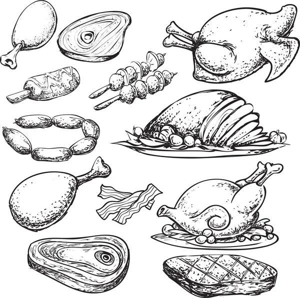Doodle de viande — Image vectorielle