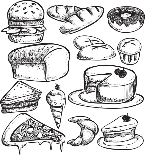 Pasticceria Pane Doodle — Vettoriale Stock