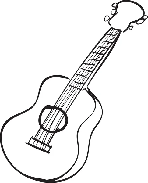 Dibujo manual de la guitarra con la palabra — Vector de stock