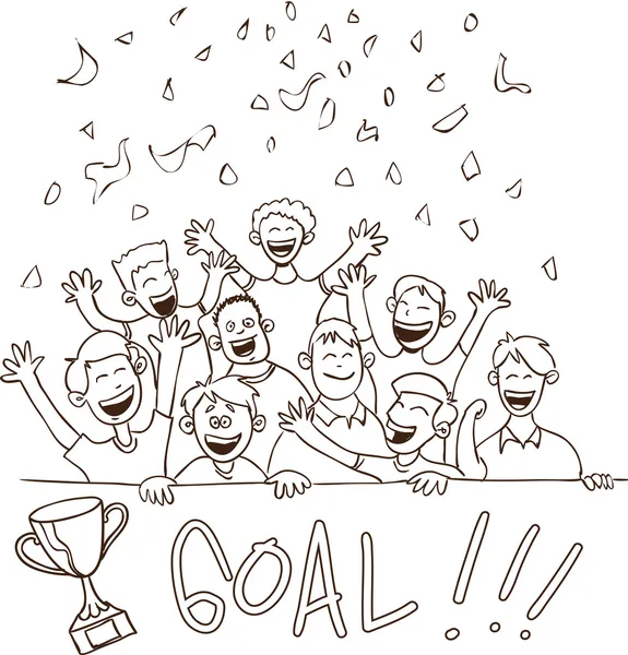 Fútbol feliz partidarios Doodle — Archivo Imágenes Vectoriales