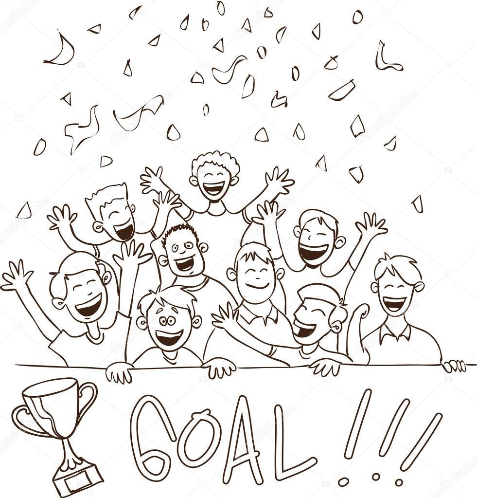 Happy Football Supporters Doodle