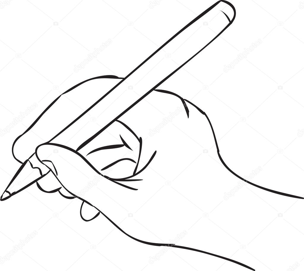 Hand Hält Stift In Schreibposition Vektorgrafik Lizenzfreie Grafiken