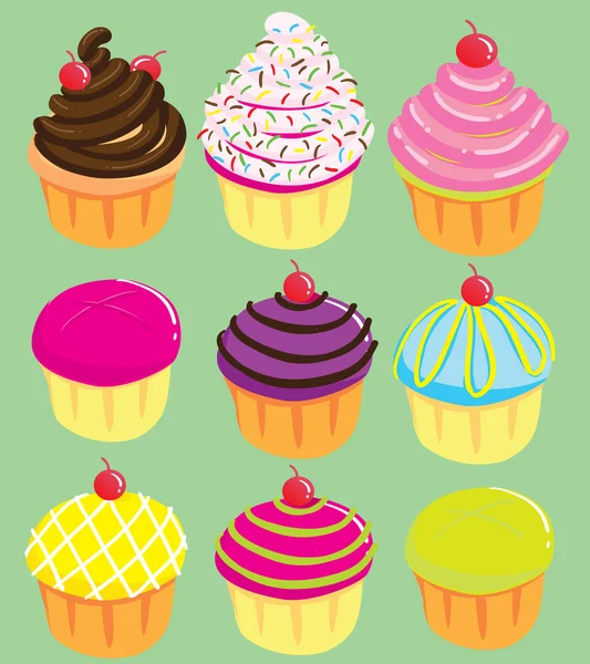 Cute Cupcakes — Stock Vector