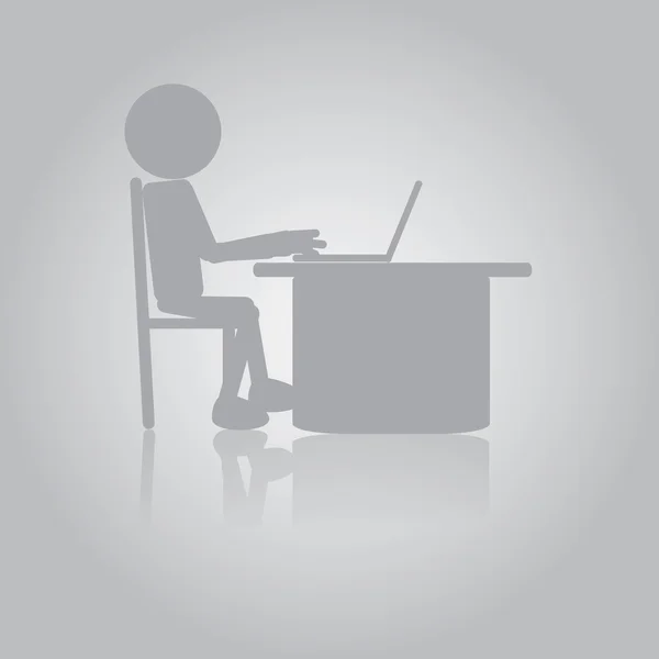 Homme plat travaillant avec ordinateur portable — Image vectorielle